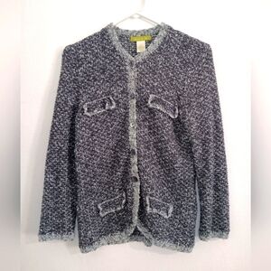 Sigrid Olsen knit multi blue gray sweater women's size S